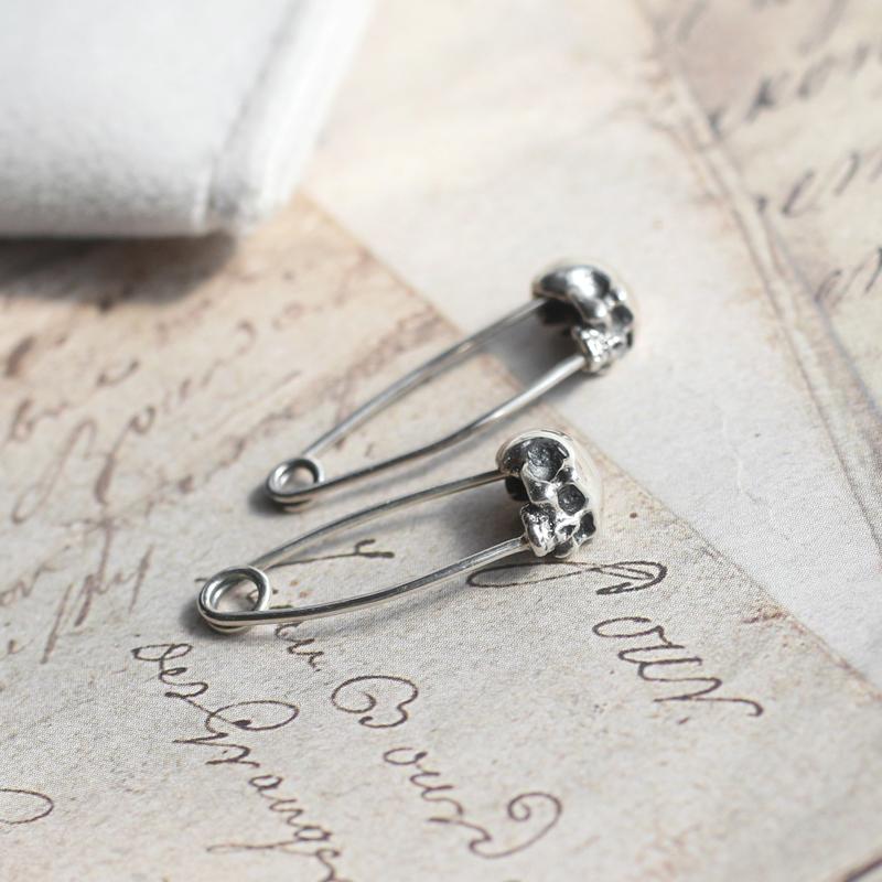 MS925纯银骷髅头别针立体胸针