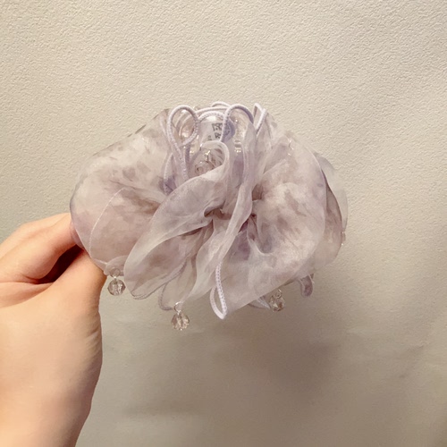新款水钻网纱蓬松抓夹显发量头饰后脑勺鲨鱼夹公主头发卡夹子13cm