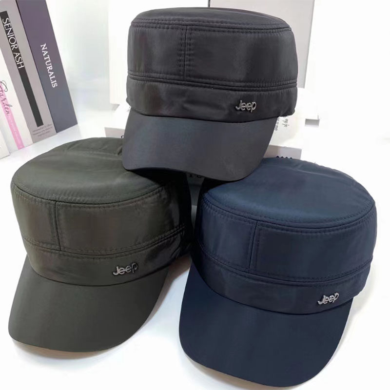 男士秋冬季天中老年人爸爸父亲全封闭帽围防寒可折叠护耳平顶帽子