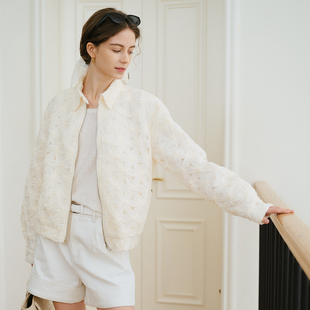 MELLOW 重工奢感立体花朵刺绣翻领宽松外套 SENSE