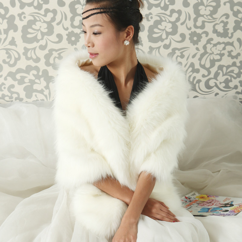冬季新款婚纱礼服毛披肩 新娘结婚披肩白色礼服宴会毛毛 披肩