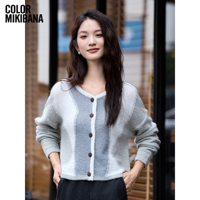 MIKIBANA圆领针织毛衫女外套通勤毛衣长袖时尚秋冬新品J44TP3321