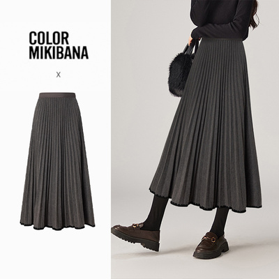 【直播专享】MIKIBANA2026春季新款中长款百褶半身裙J61BK1899