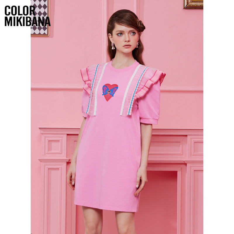 MIKIBANA米可芭娜蝴蝶印花连衣裙小众设计甜酷辣妹新款Y32OD9220