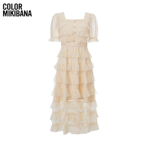 MIKIBANA小众设计连衣裙夏季收腰显瘦网纱裙子2024新款Z32OD8546