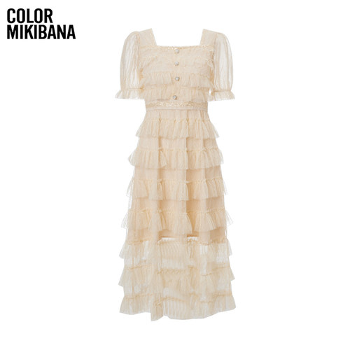 MIKIBANA小众设计连衣裙夏季收腰显瘦网纱裙子2024新款Z32OD8546