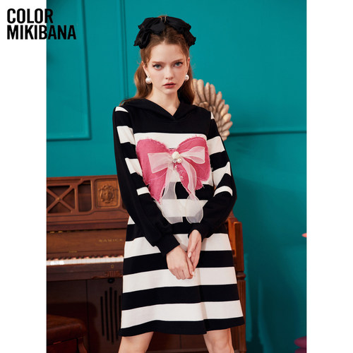 纯棉条纹连帽卫衣MIKIBANA