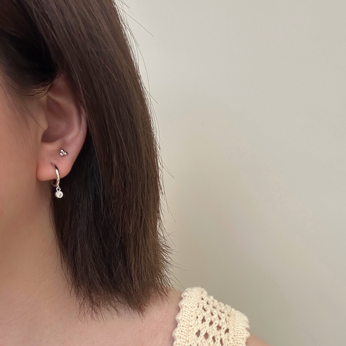 Berber925银豆豆/圆钻吊坠耳钉