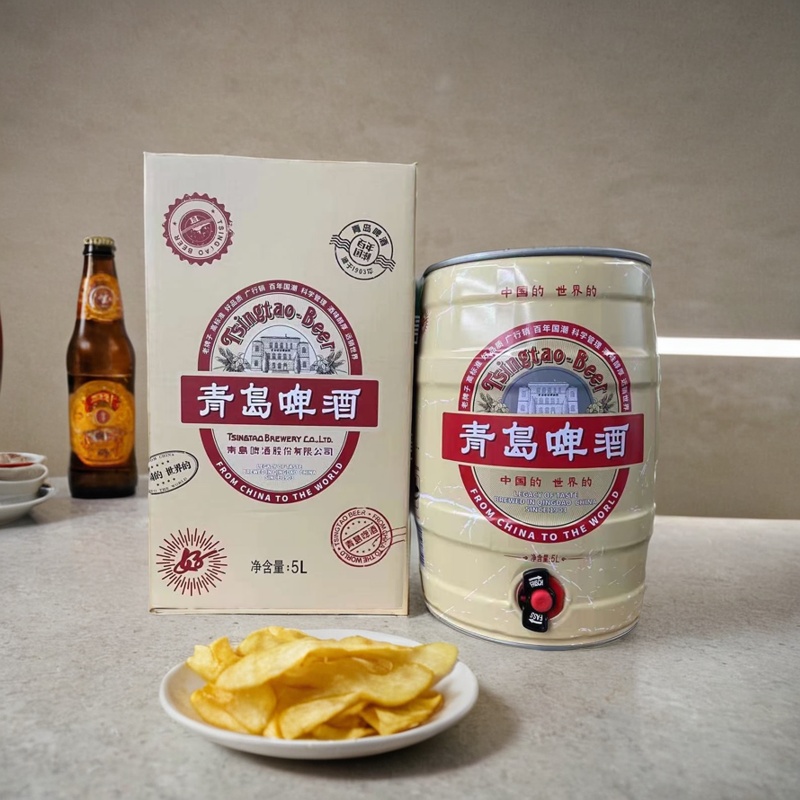 青岛啤酒国潮5L桶装复古10斤礼盒整箱包邮原产地发货一厂正品新品
