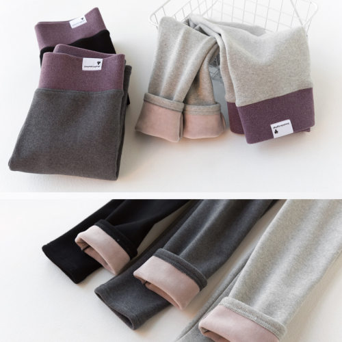 eal羽迹秋冬加绒女小猫打底裤