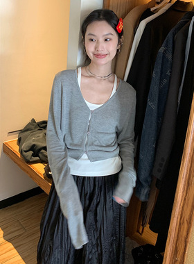 EAL法式短款针织开衫女2025夏季防晒披肩上衣薄款罩衫外搭空调衫