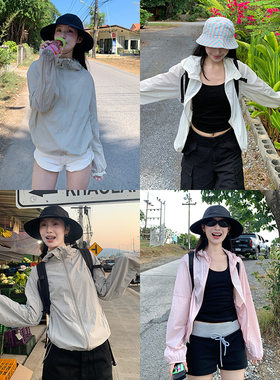 EAL羽迹防晒衣女防紫外线UPF50+夏季薄款户外抽绳收腰凉感防晒服