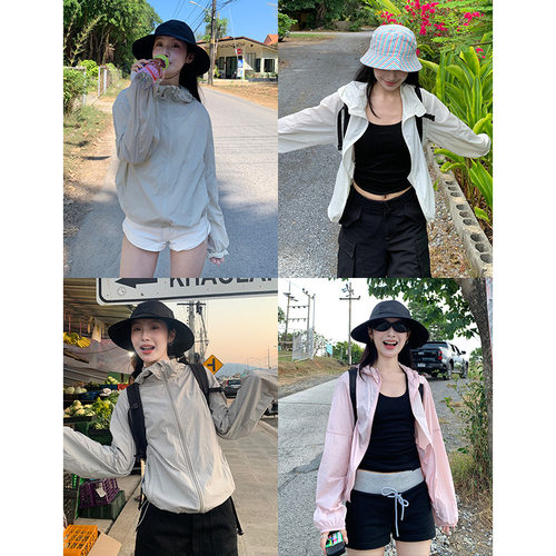 EAL羽迹防晒衣女防紫外线UPF50+夏季薄款户外抽绳收腰凉感防晒服