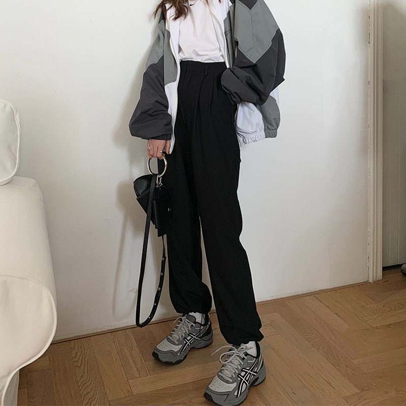 eal羽迹秋季楠涛ins束脚垂感西装卫裤高腰质感宽松显瘦休闲长裤女