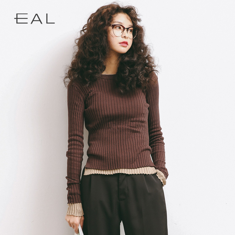 EAL春季新款针织衫弹力显瘦修身