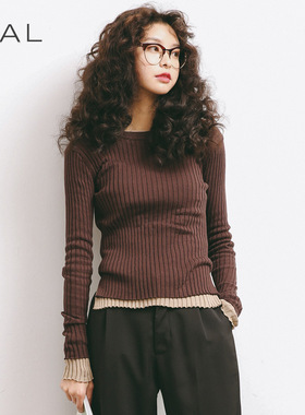 EAL羽迹2025春季新款针织衫韩版弹力显瘦圆领修身打底衫女A922