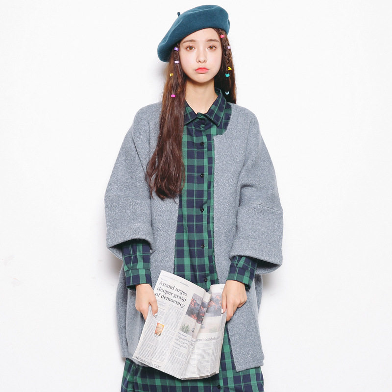 EAL羽迹毛衣女2025韩版女装中长款蝙蝠袖针织开衫春季外套潮A153