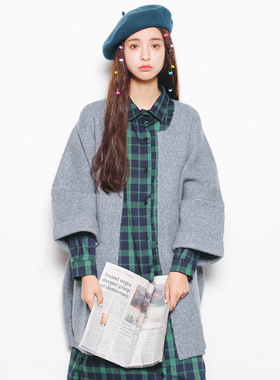 EAL羽迹毛衣女2025韩版女装中长款蝙蝠袖针织开衫春季外套潮A153