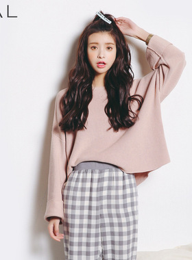 EAL羽迹2025春季韩版女装毛衣喇叭袖显瘦百搭纯色打底针织衫L102