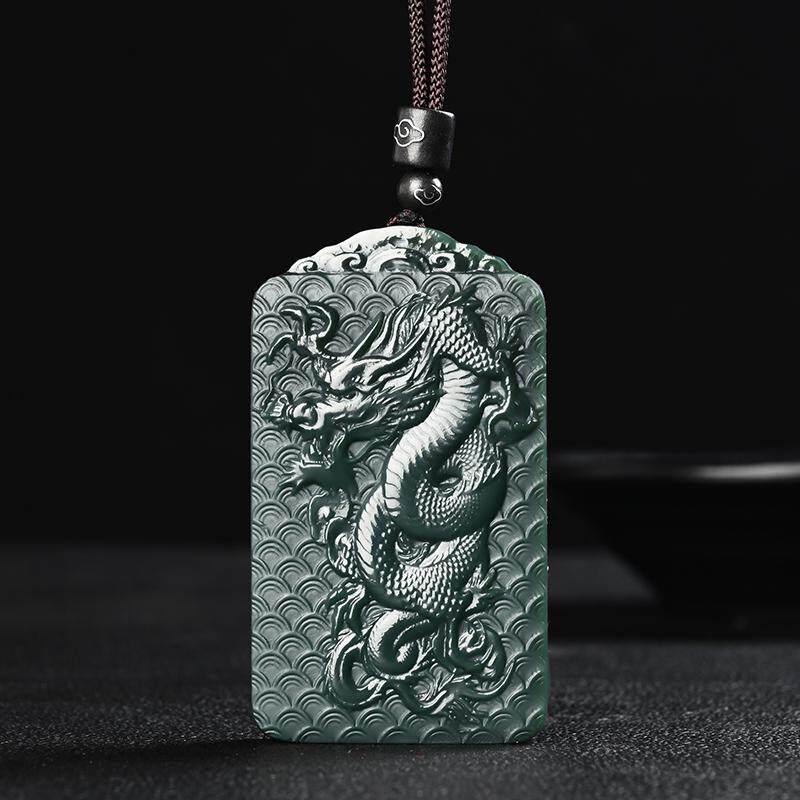 玉佩新疆和田玉塔青玉龙牌吊坠