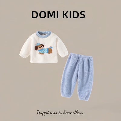 儿童睡衣秋冬2025新款珊瑚绒套装女童上衣宝宝裤子冬季男童家居服