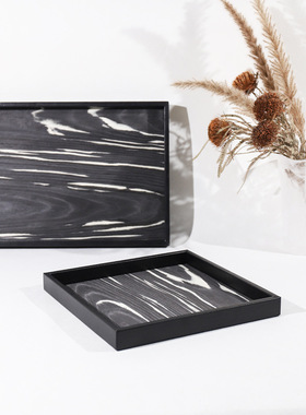 收纳茶几托盘皮革工艺品组合现代