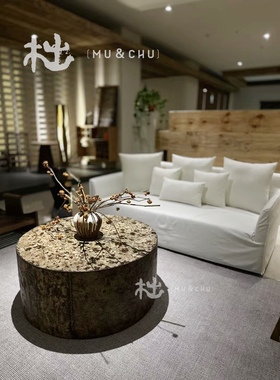 雕塑台铁锈风化墩子茶几角几底座复古侘寂家居落地博物馆陈列柱