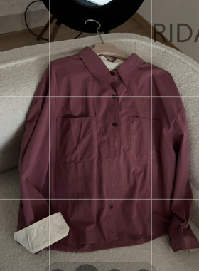 XH-日褡翻领休闲衬衫K25休闲百搭复古宽松纯色84306清