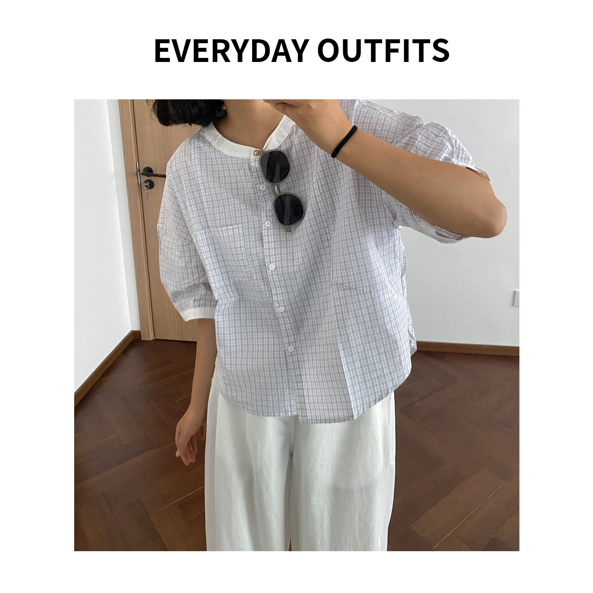 XH-RIDA· 白开水·格子衬衫休闲百搭夏季小众设计感复古 86261-2