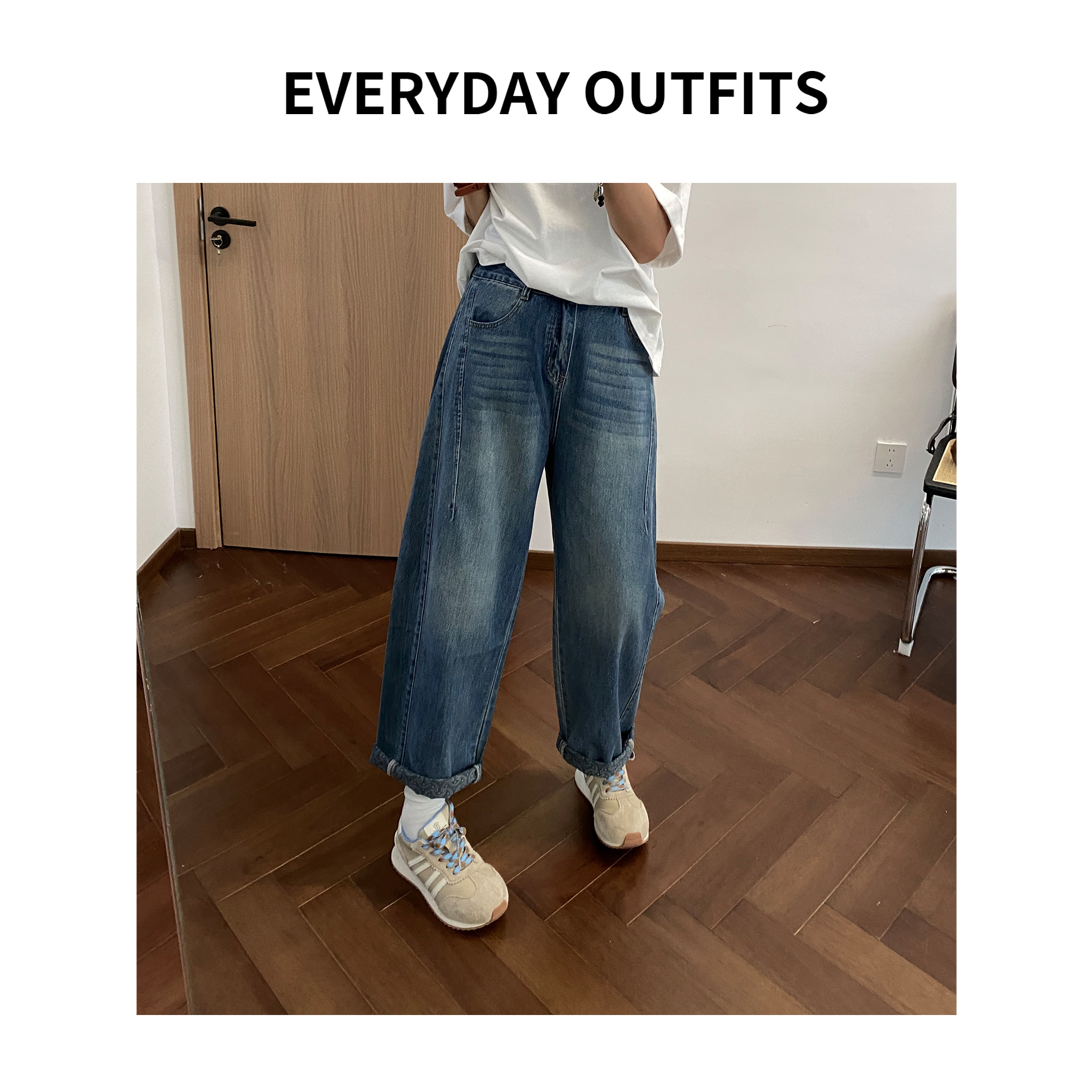 RIDA· 轻奢复古镰刀牛仔裤5E15显瘦休闲百搭夏季宽松 9036