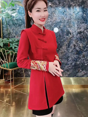 罗马棉2025秋季刺绣唐装女显示欧