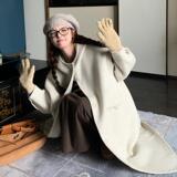 双面毛呢大衣女2025秋连帽韩系赫本风学生气质小个子呢子斗篷外套，女装毛呢外套，昱儿e优优