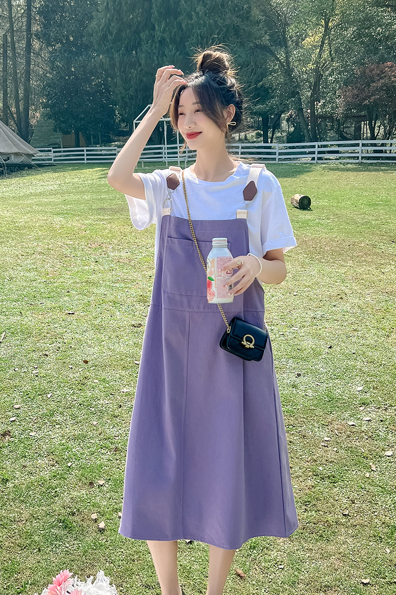 超好看多巴胺紫色背带裙连衣裙女夏2025新款学院风小个子,女装孕妇装,昱儿e优优