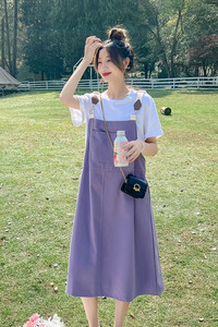 超好看多巴胺紫色背带裙连衣裙女夏2025新款学院风小个子图片