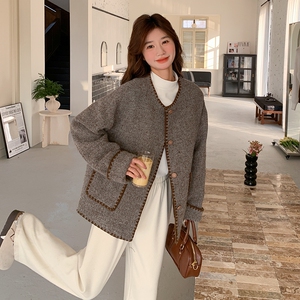 气质感棕色小香风外套女春秋季2025新款超火好看高级小众夹克上衣图片
