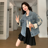 新中式国风短款牛仔外套女2025春秋超火好看高级小众设计夹克上衣，女装短外套，昱儿e优优