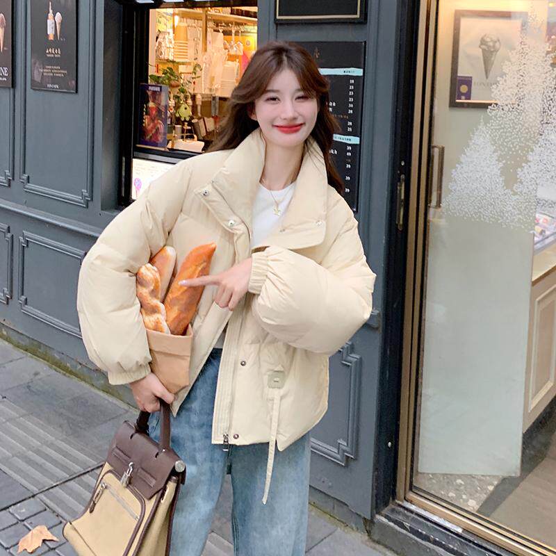奶黄色立领羽绒棉服女冬季新款韩系加厚小个子减龄棉袄面包服棉衣,女装棉衣/棉服,昱儿e优优
