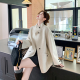 新品现货韩版百搭双面羊绒外套浙宝B121-货号2562-p235-K348，女装毛呢外套，昱儿e优优