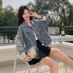 新中式刺绣牛仔外套女短款2025春季新款独特漂亮设计感休闲夹克图片