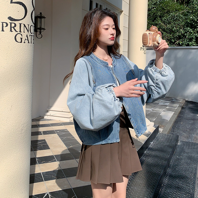 新品现货2025韩版牛仔拼接小外套B121-货号2517-p150-K208,女装连衣裙,昱儿e优优