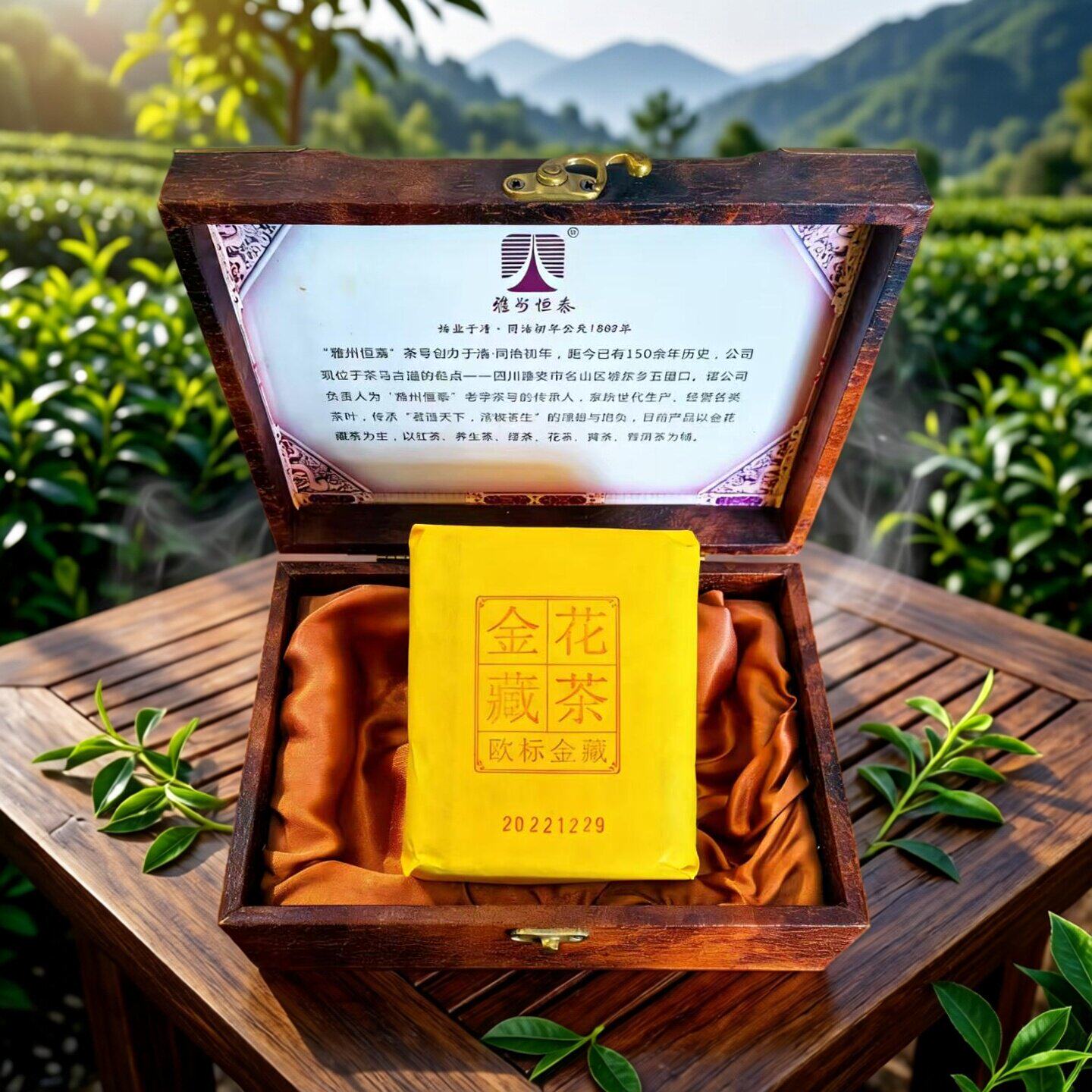 欧标一级金花藏茶2022雅安藏茶黑茶发酵糯香甜润滑甘雅州恒泰500g图片