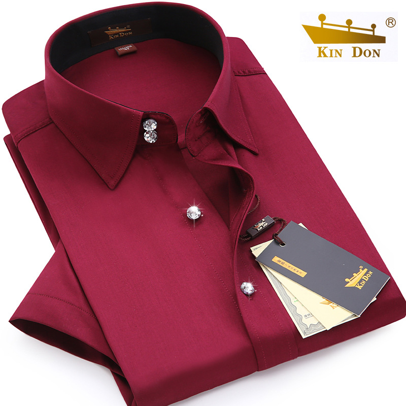 金盾商务休闲水晶钻扣短袖衬衫