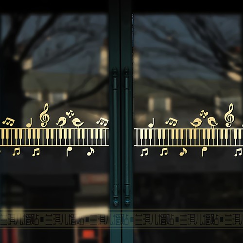 音乐符号玻璃门贴纸舞蹈学校墙画