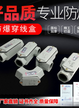 BHC防爆穿线盒DN20 4分/6分/1寸国标加厚直通三通分线盒过线盒