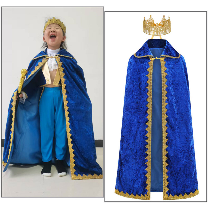 儿童舞台剧皇帝装红色披风王冠套