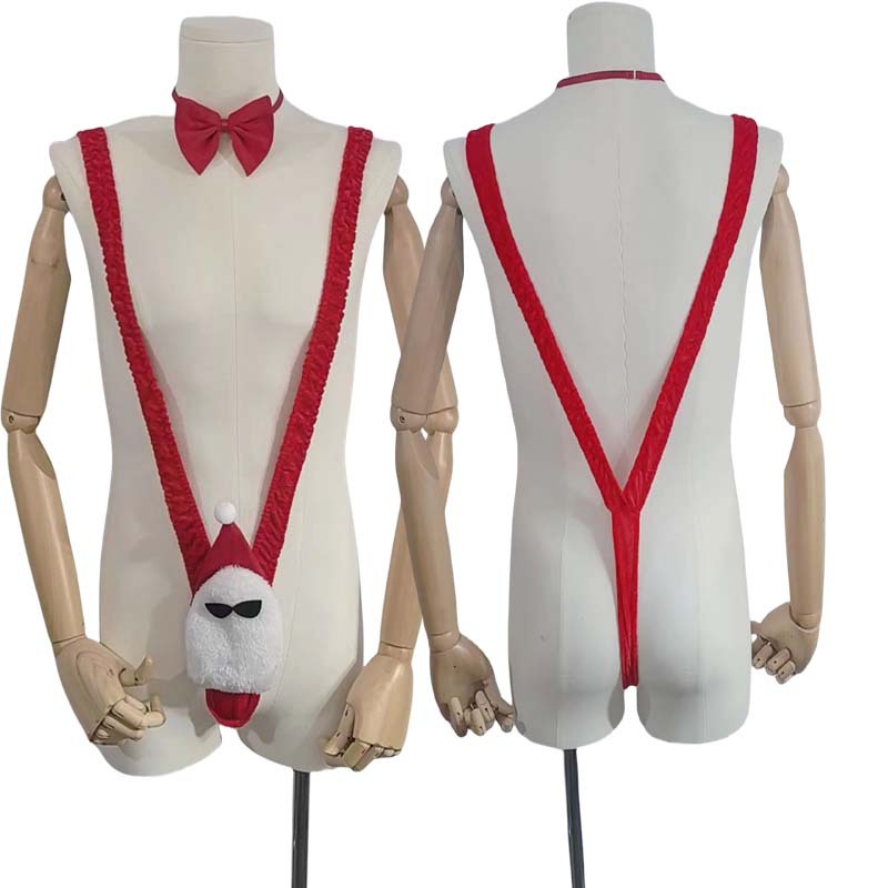 圣诞节性感cos男士圣诞老人背带