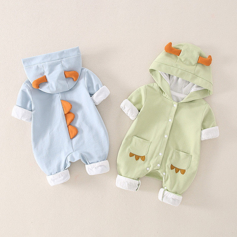 婴儿春秋连体衣纯棉新生儿长袖哈