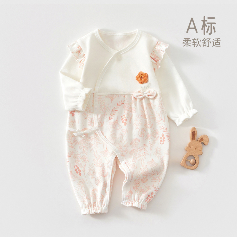 初生宝宝蝴蝶衣春秋款无骨纯棉婴