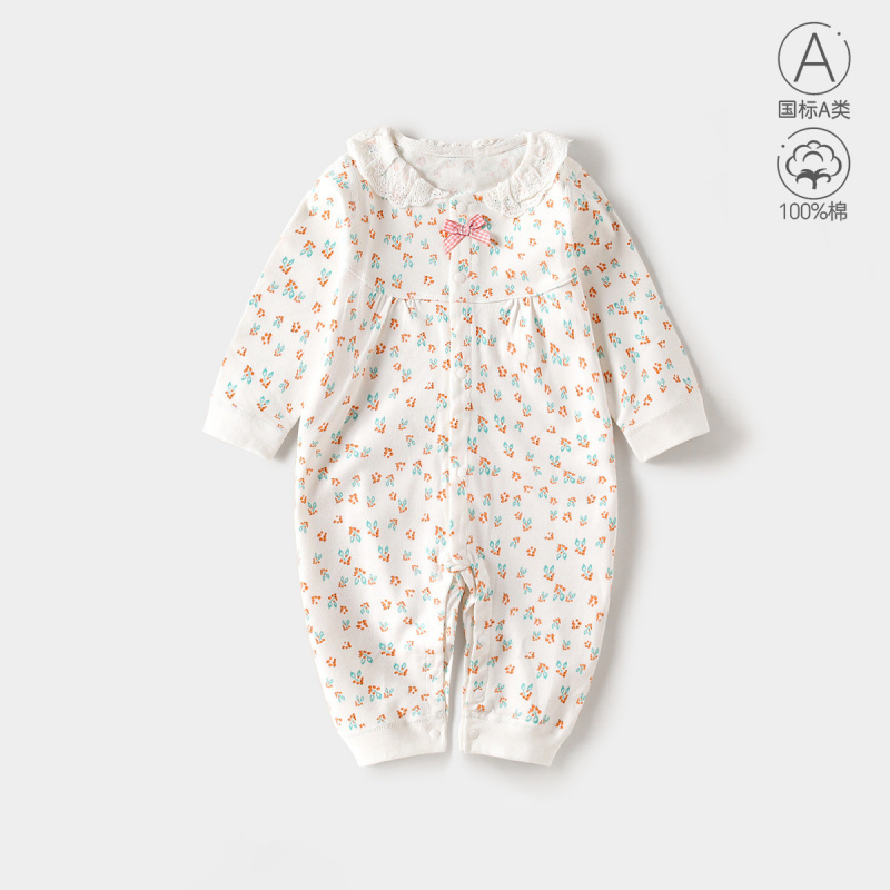 婴儿秋季纯棉连体衣女宝宝长袖哈