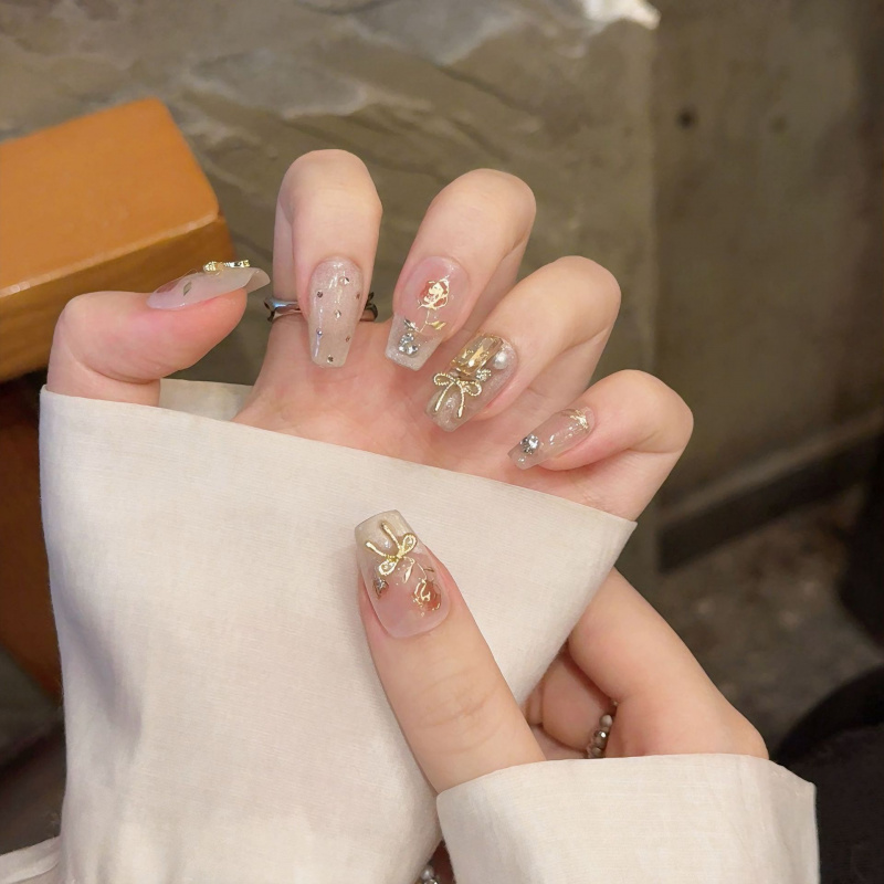 芭蕾风玫瑰故事纯手工精品穿戴甲